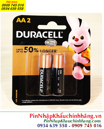 Duracell LR6 MN1500B2, Pin AA 1.5v alkaline Duracell LR6 MN1500B2 (Lasts up to 50% longer) /Vỉ 2viên